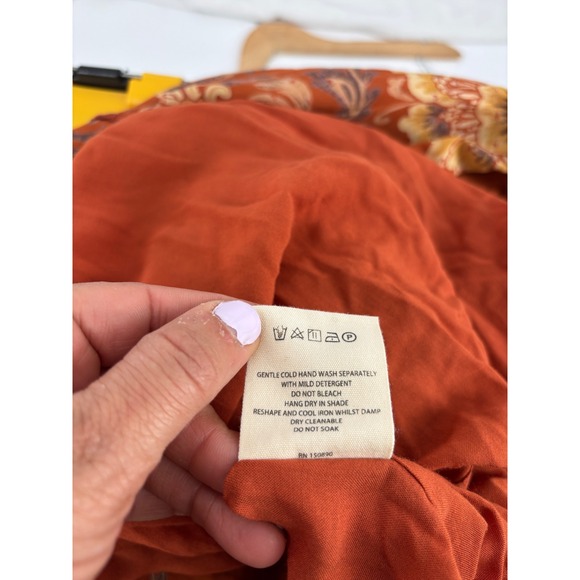 Spell & The Gypsy Collective Sundown Boho Gown Women Size S Orange Paisley Maxi - Picture 7 of 14